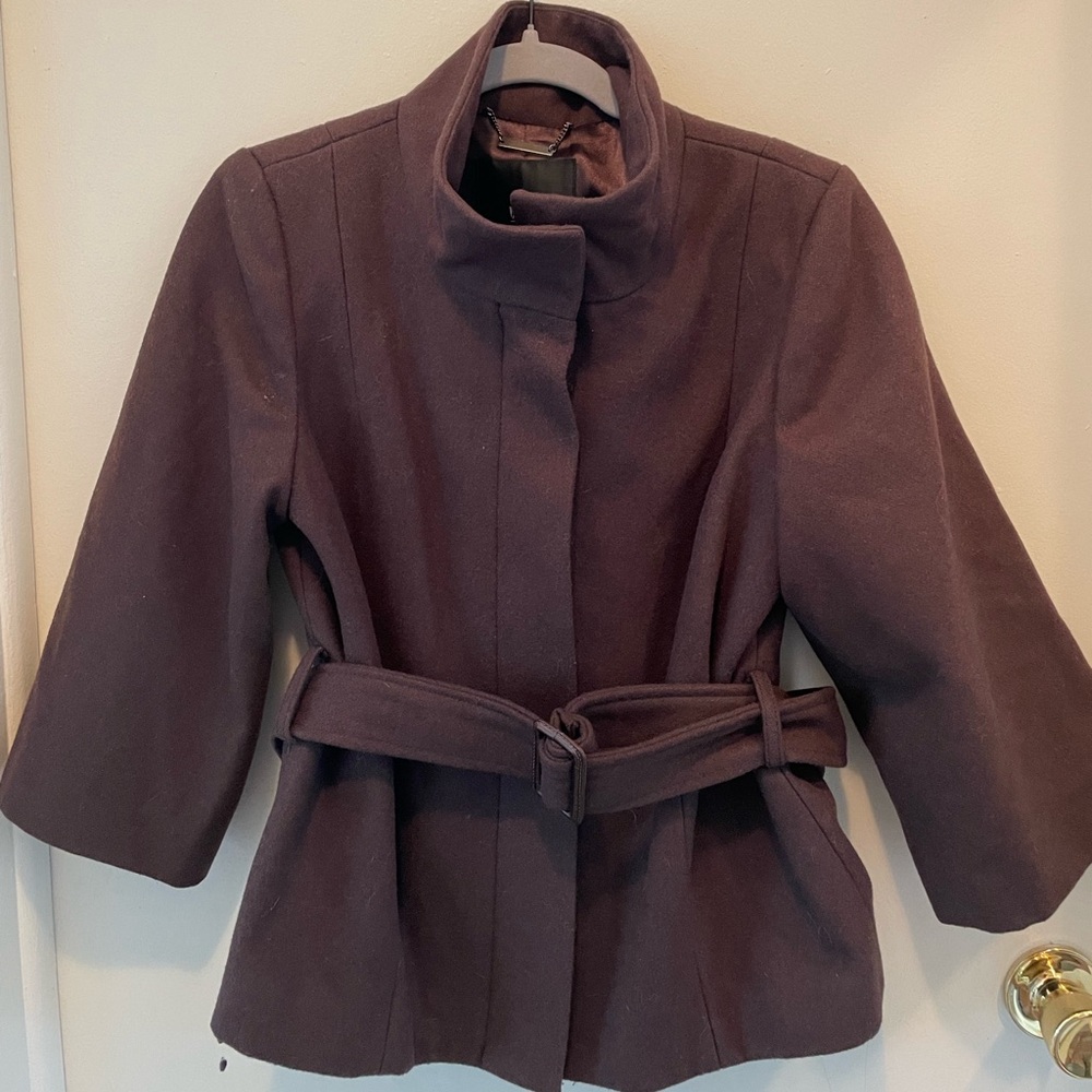 Wool blend wrap jacket with zipper